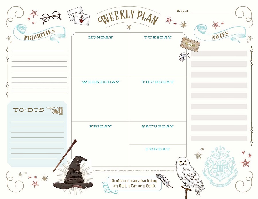 哈利波特：自填週計畫表 Harry Potter: Weekly Planner Notepad: (Harry Potter School Planner, Harry Potter Gift, Harry Potter Stationery, Undated Planner)