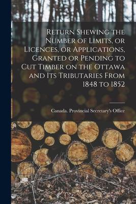 Return Shewing the Number of Limits, or Licences, or Applications, Granted or Pending to Cut Timber on the Ottawa and Its Tributaries From 1848 to 185