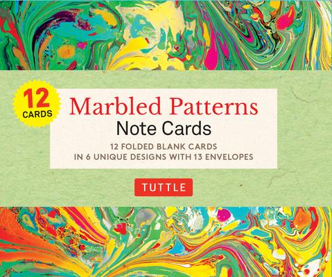Marbled Patterns Note Cards - 12 Cards: 6 Designs; 12 Cards, 13 Envelopes; Card Sized 4 1/2 X 3 3/4