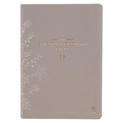 The Spiritual Growth Bible, Study Bible, NLT - New Living Translation Holy Bible, Faux Leather, Taupe Embroidred Floral