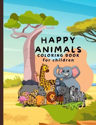 Happy Animals Coloring Book for Children