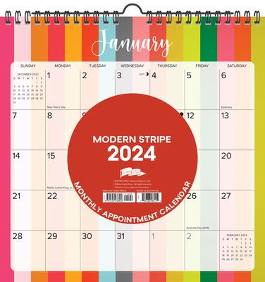 Modern Stripe 2024 12 X 12 Spiral Wall Calendar