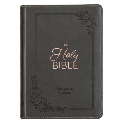 KJV Holy Bible, Compact Large Print Faux Leather Red Letter Edition - Ribbon Marker, King James Version, Gray