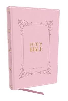 KJV Holy Bible Large Print Center-Column Reference Bible, Pink Leathersoft, 53,000 Cross References, Red Letter, Thumb Indexed, Comfort Print: King Ja