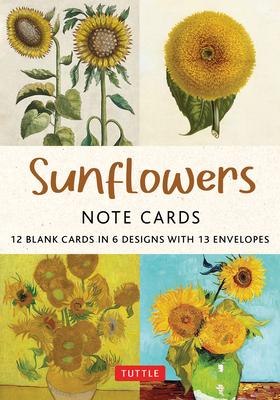 Sunflowers Note Cards- 12 Cards: 12 Blank Cards in 6 Designs with 12 Envelopes