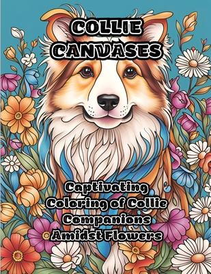 Collie Canvases: Captivating Coloring of Collie Companions Amidst Flowers