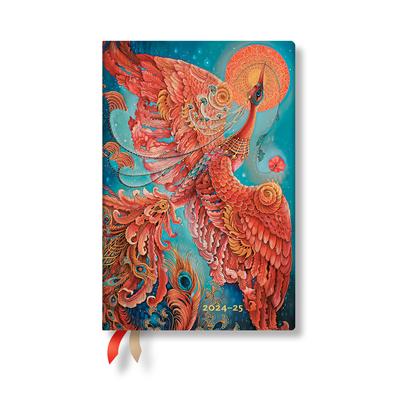 Paperblanks 2024-25 Firebird Birds of Happiness 18-Month Mini Horizontal Weekly Elastic Band 208 Pg 80 GSM