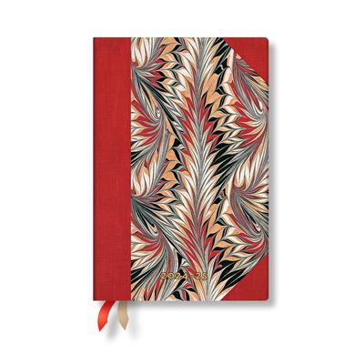 Paperblanks 2024-25 Rubedo Cockerell Marbled Paper 18-Month Mini Horizontal Weekly Elastic Band 208 Pg 80 GSM