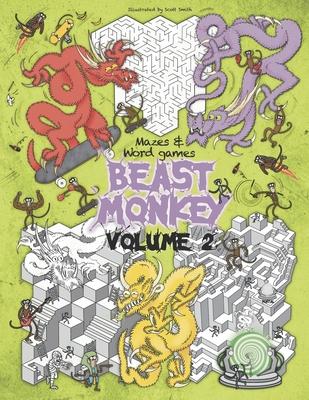 BEAST MONKEY volume 2 mazes and word games: Exciting activity book with a collection of fun and challenging 3D mazes, cut out board games and word gam