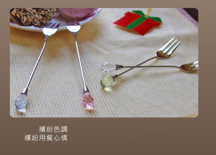 《日本Shinko》日本製-午茶晶鑽系列-藍寶點心叉