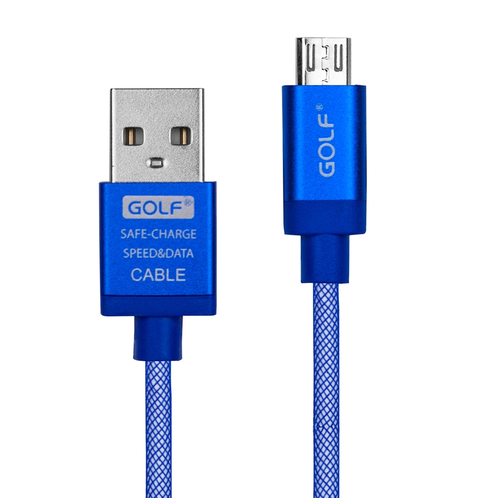 USB2.0 轉 Micro USB 鋁合金尼龍網格快速充電傳輸線(1M)藍色