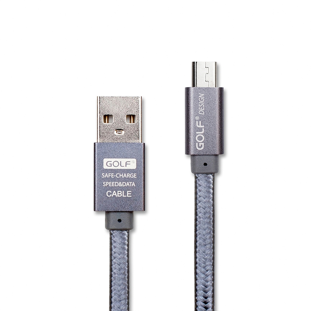 USB2.0 轉 Micro USB 金屬網狀編織快速充電傳輸扁線(1M)鐵灰