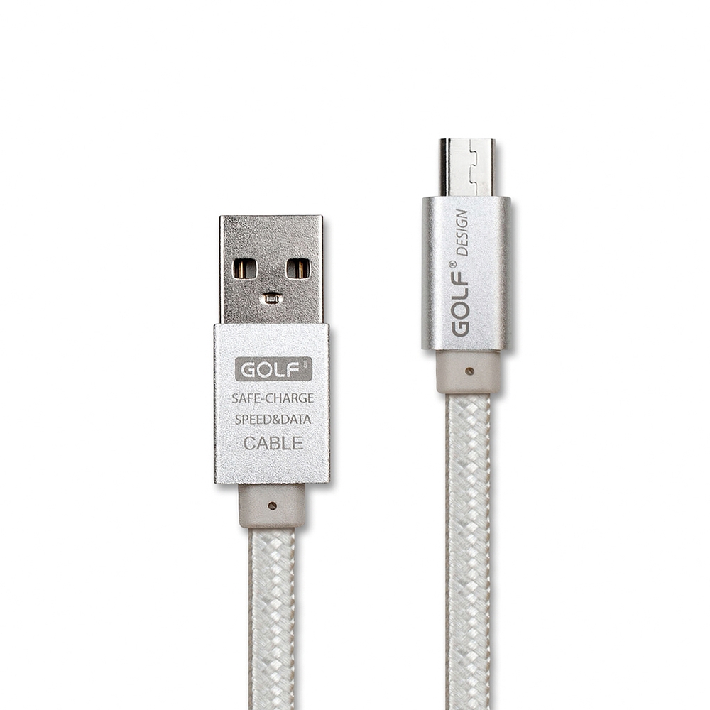 USB2.0 轉 Micro USB 金屬網狀編織快速充電傳輸扁線(1M)銀色