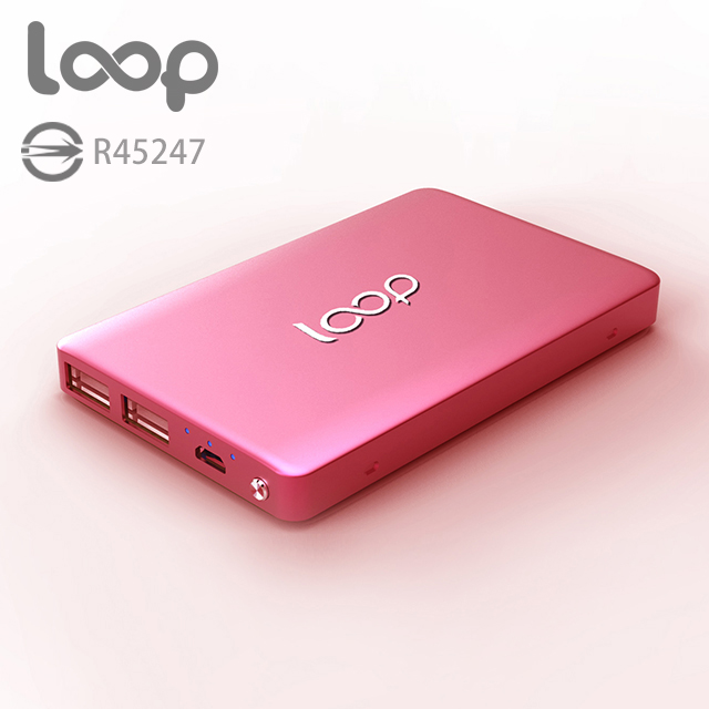 loop 10000mAh 超薄質感 鋁合金 行動電源桃