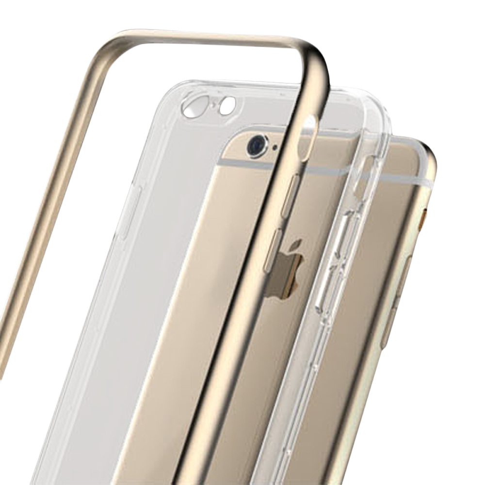 Rock Apple iPhone 6S Plus卡尼系列超薄TPU金屬邊框保護殼(銀)