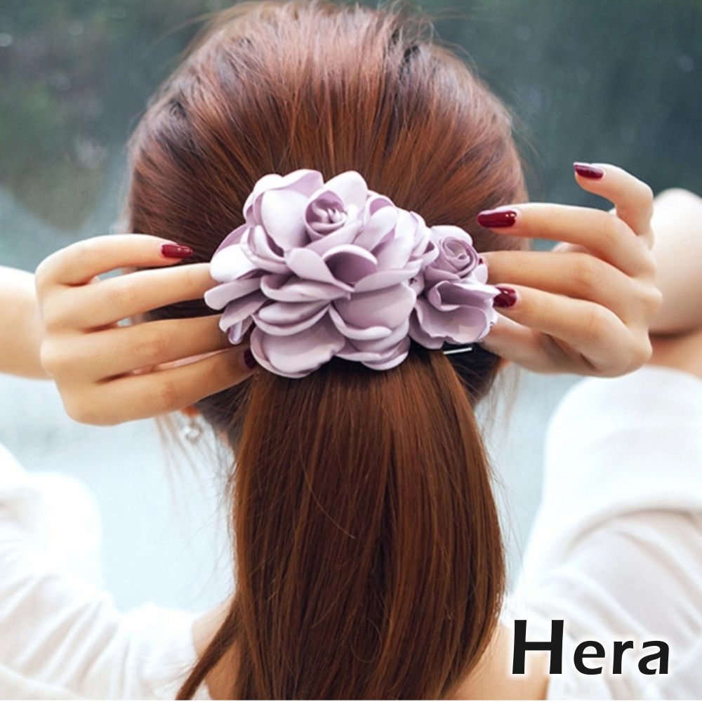 【Hera】赫拉 唯美大山茶花朵髮夾/邊夾-3色(紫色)
