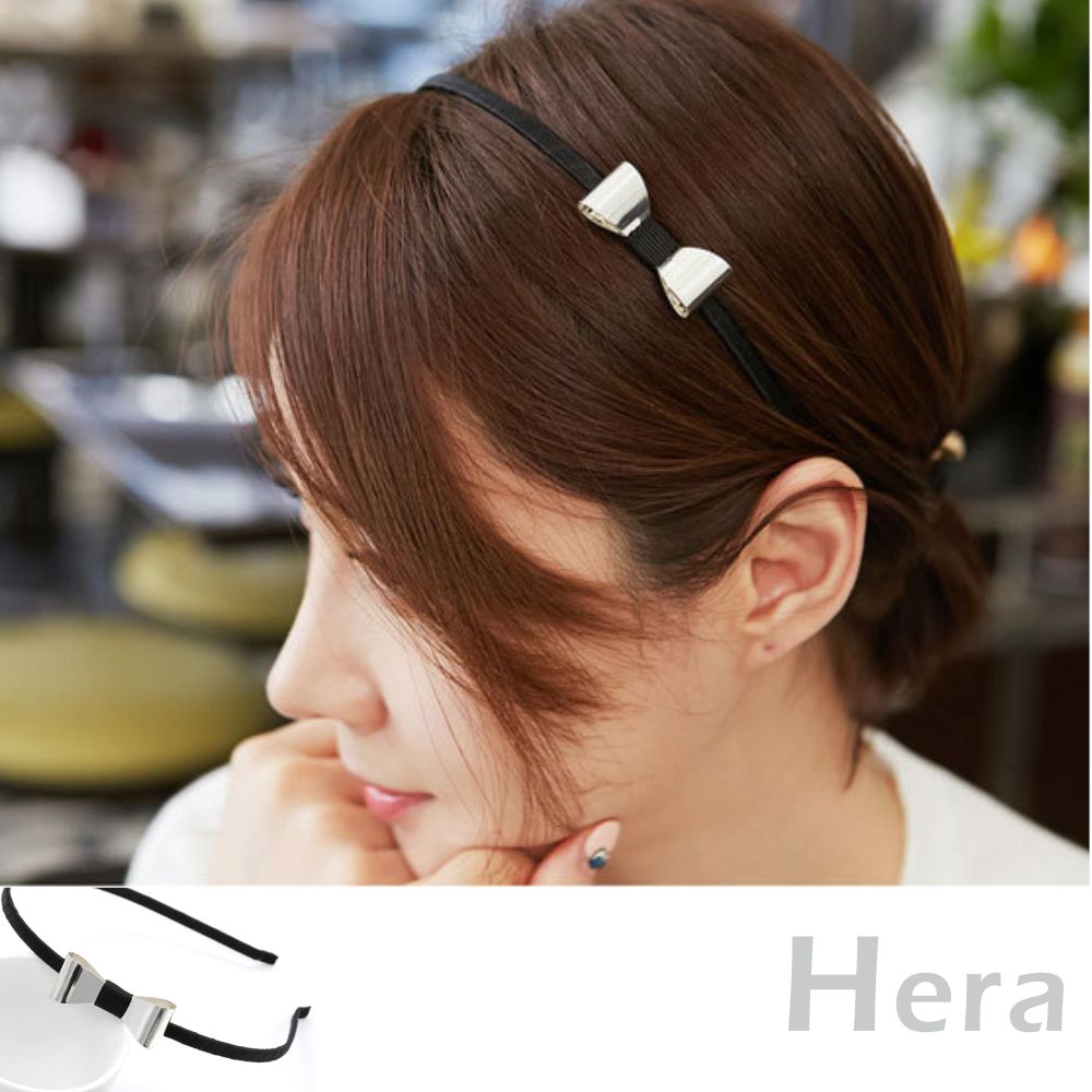 【Hera】赫拉 金屬蝴蝶結繞布髮箍/頭箍-2色銀色