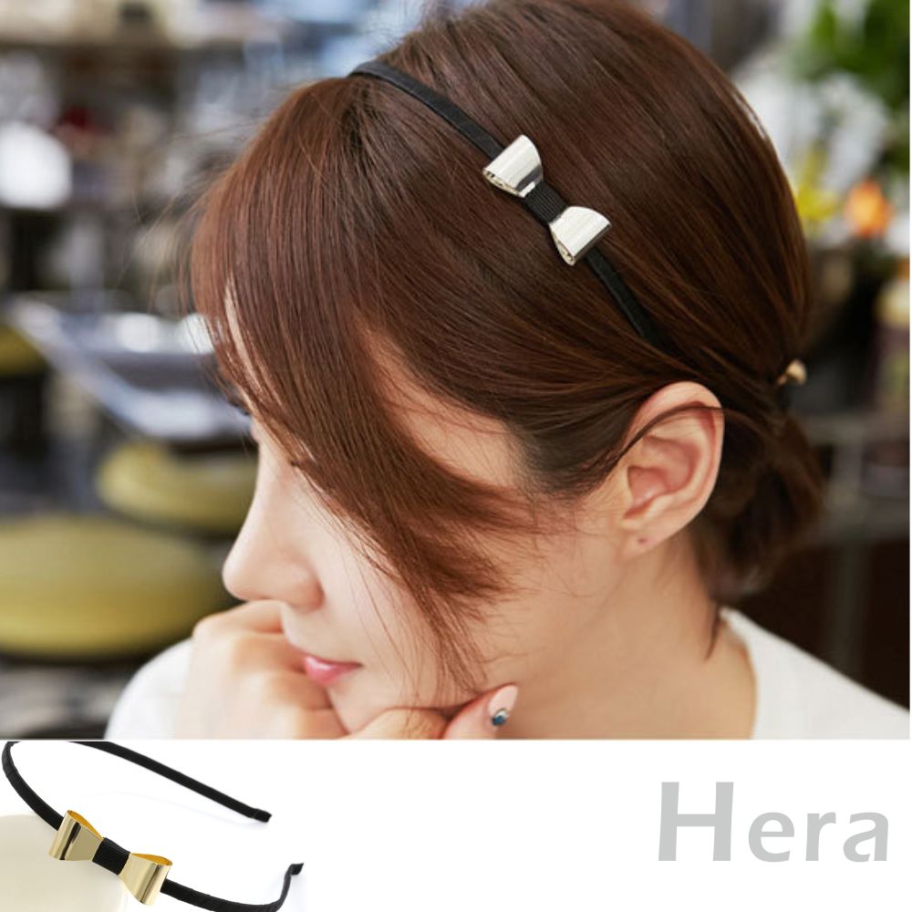 【Hera】赫拉 金屬蝴蝶結繞布髮箍/頭箍-2色金色