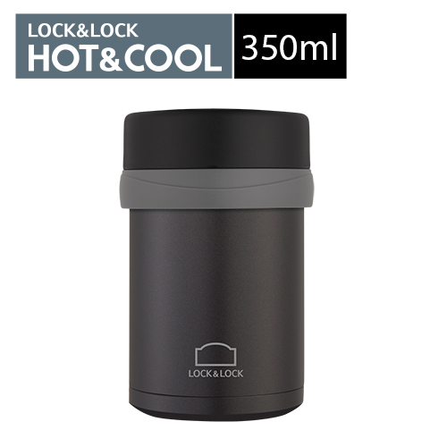 『韓國Lock&Lock』樂扣雙層真空隨手不銹鋼燜燒罐-350ml(黑色)黑色