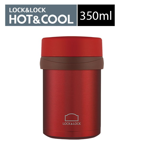 『韓國Lock&Lock』樂扣雙層真空隨手不銹鋼燜燒罐-350ml(紅色)紅色