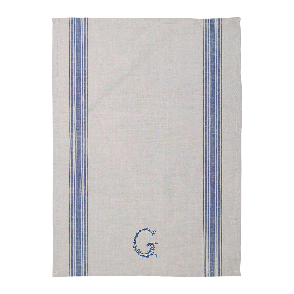 G blue on warm grey 茶巾