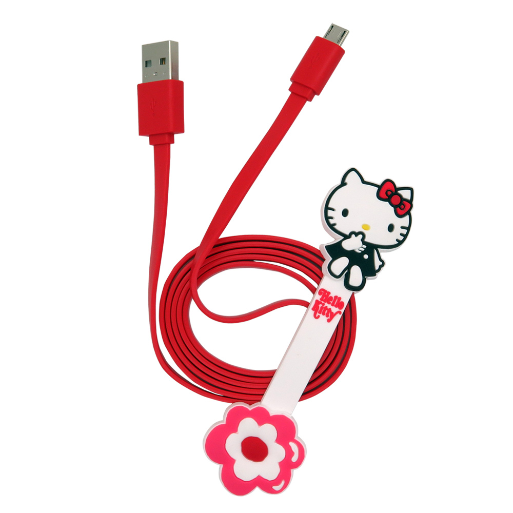 Hello Kitty 數位Micro USB傳輸充電線 III經典紅