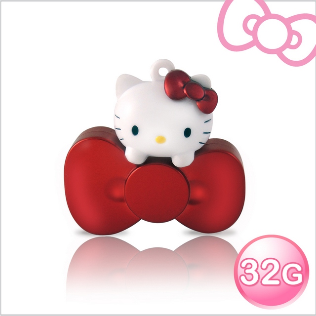 Hello Kitty 32GB 蝴蝶結系列造型隨身碟璀璨紅