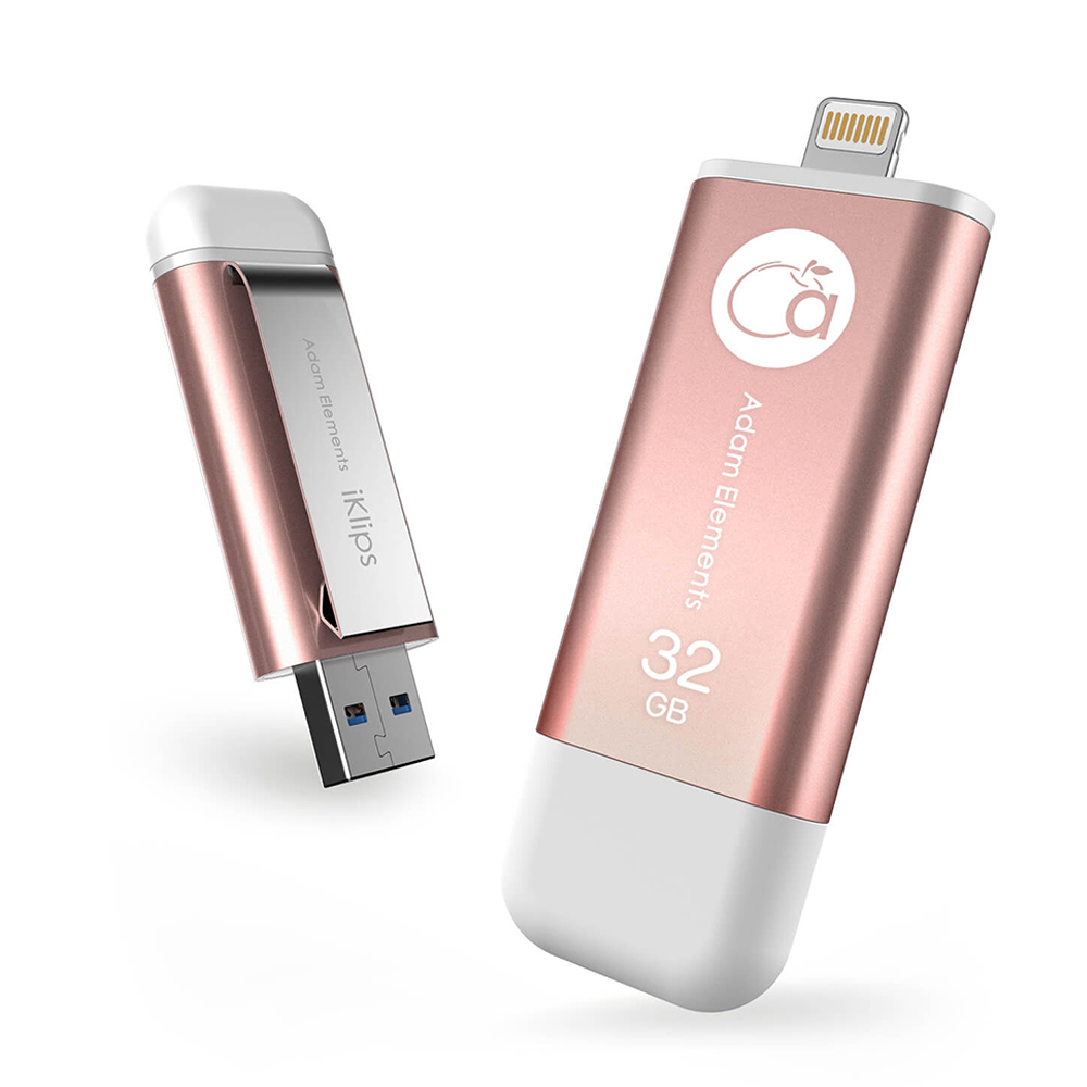亞果元素【iKlips】32GB iOS系統專用USB 3.0極速多媒體行動碟玫瑰金