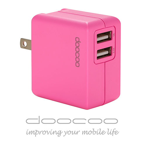 doocoo itofu2 2.4A 雙輸出輕巧 USB充電器粉紅色
