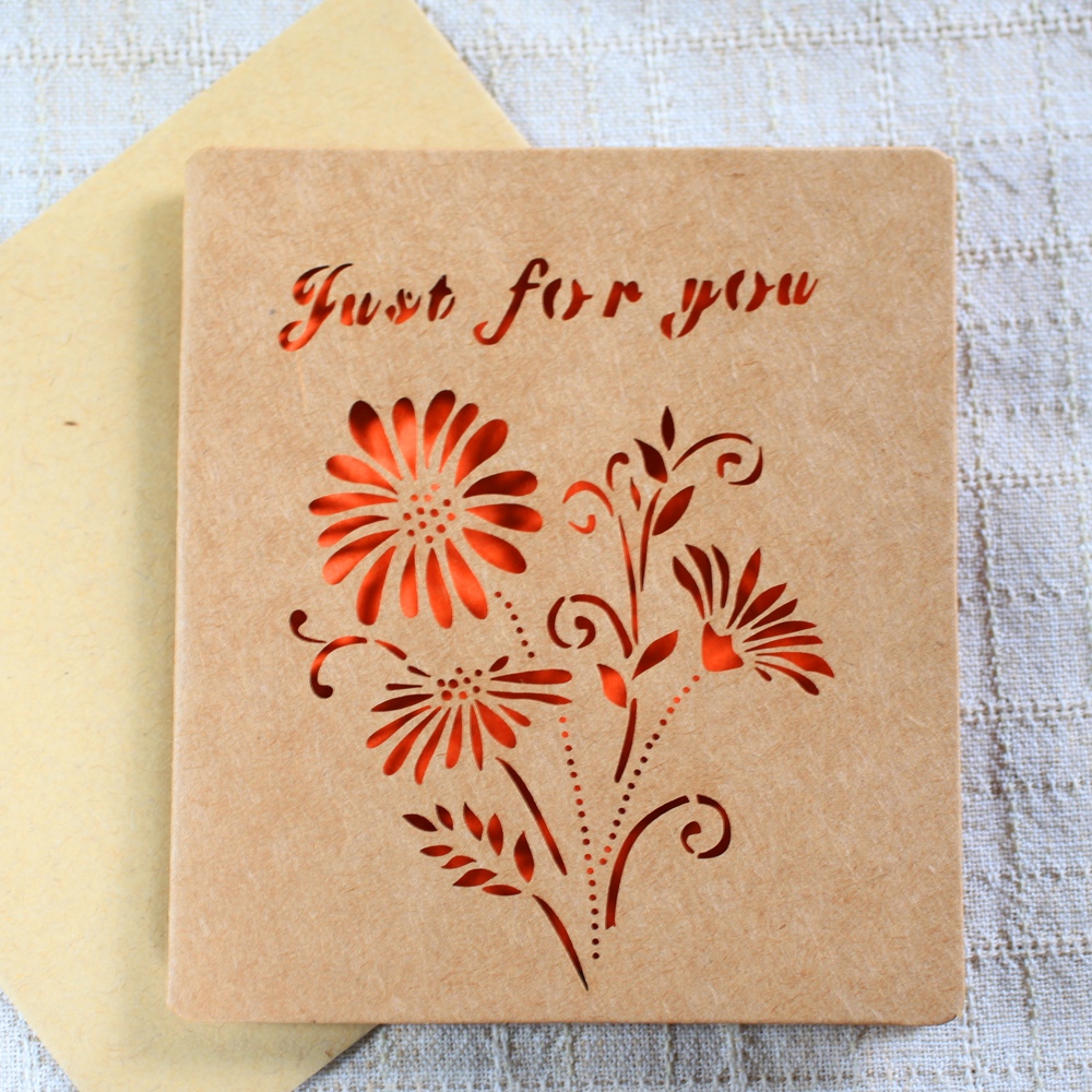 紙雕鏤空卡片‧黃色野菊花