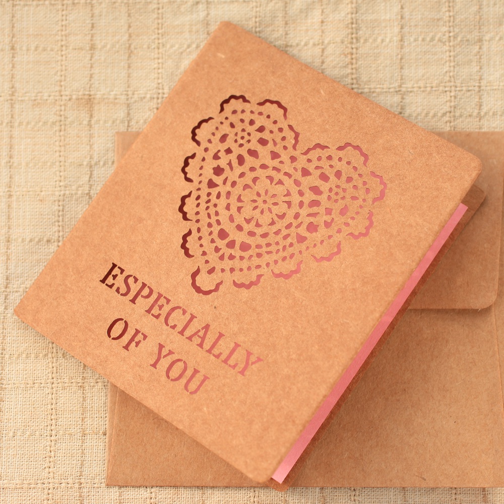 紙雕鏤空卡片‧粉紅色愛心給特別的你
