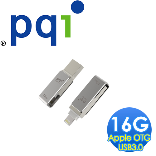 PQI 勁永 iConnect mini Apple OTG 16GB USB 3.0+ Lightning蘋果專用迷你金屬隨身碟(鐵灰)
