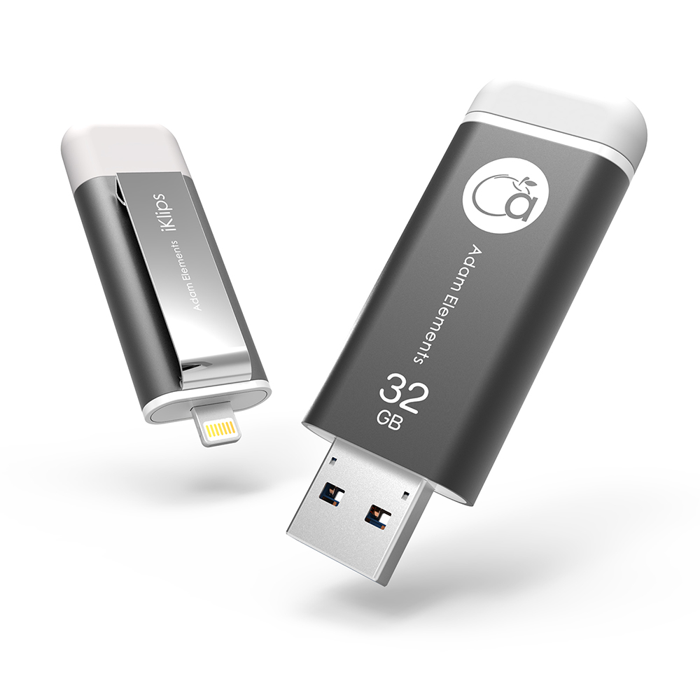 亞果元素【iKlips】 32GB iOS系統專用USB 3.0極速多媒體行動碟太空灰