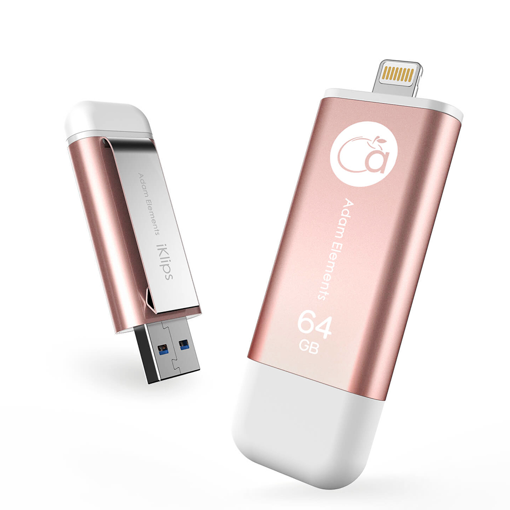 亞果元素【iKlips】 64GB iOS系統專用USB 3.0極速多媒體行動碟玫瑰金