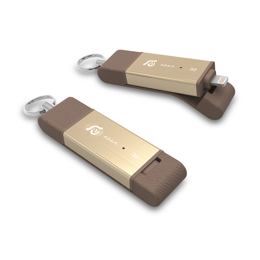 亞果元素【iKlips DUO】 Apple專用雙向USB3.1極速多媒體行動碟 32GB時尚金