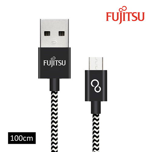 FUJITSU富士通MICRO USB金屬編織傳輸充電線-1M(黑白)