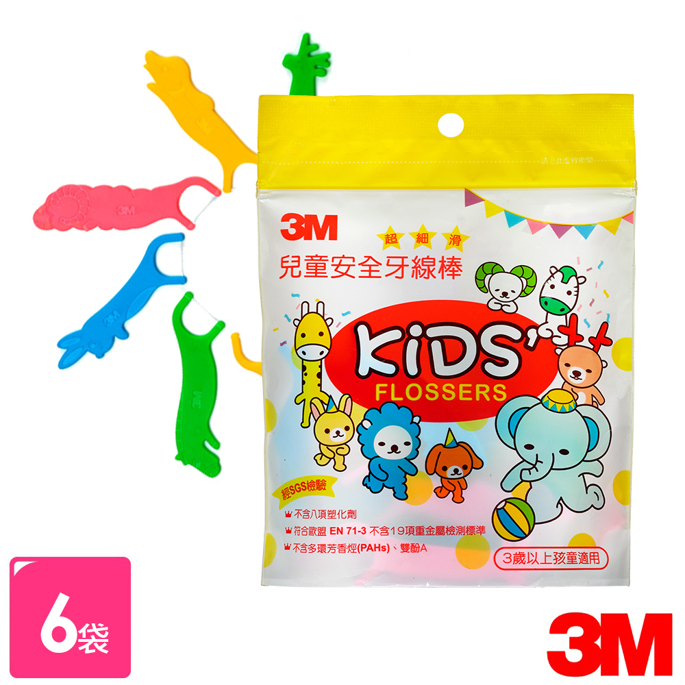 3M 兒童安全動物造型牙線棒*6袋(38支/袋)