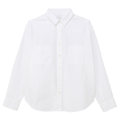 [MUJI無印良品]女有機棉水洗寬版襯衫M白色