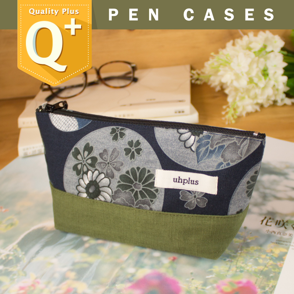 uhplus Q-plus寬底筆袋-平安京和柄．菊紋