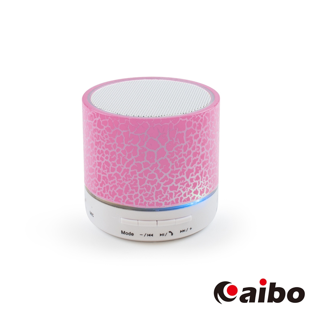 aibo iColor 背光裂紋 立體聲迷你藍牙喇叭(可插卡/隨身碟)粉紅