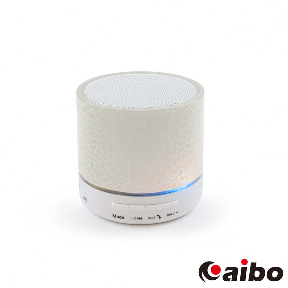 aibo iColor 背光裂紋 立體聲迷你藍牙喇叭(可插卡/隨身碟)白色