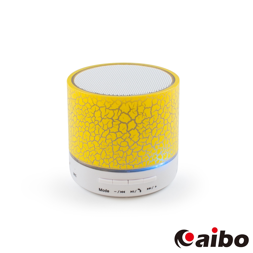 aibo iColor 背光裂紋 立體聲迷你藍牙喇叭(可插卡/隨身碟)黃色