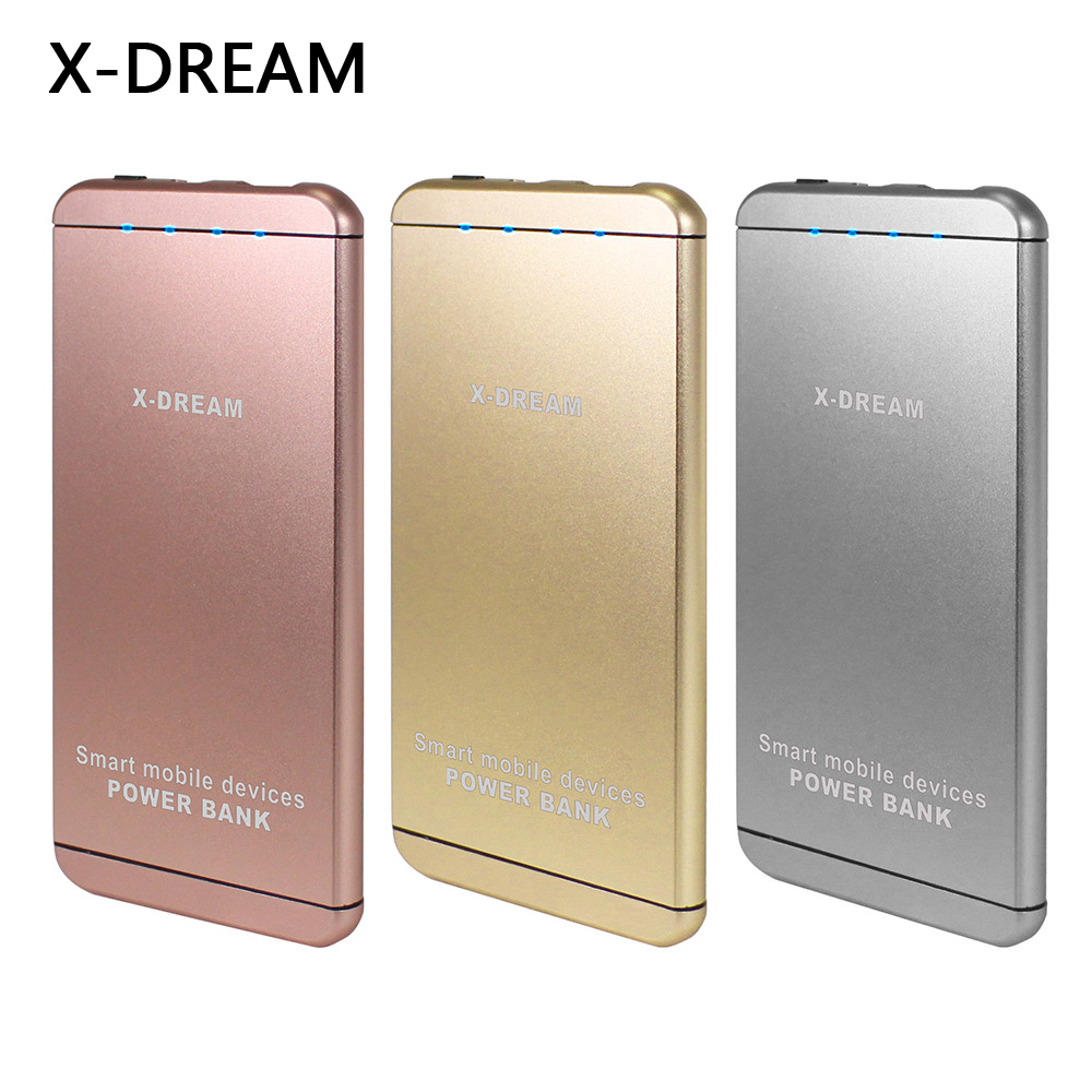 【X-DREAM】鋁合金20000型 鋰聚合物2.1A輸出 行動電源iX06金色