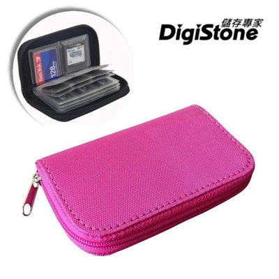 DigiStone 22片裝多功能記憶卡收納包(18SD+4CF)-玫紅X1【防震/防潑水】【EVA防靜電】