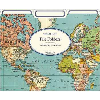 【Cavallini】File Folders資料夾(3入)_World Map2