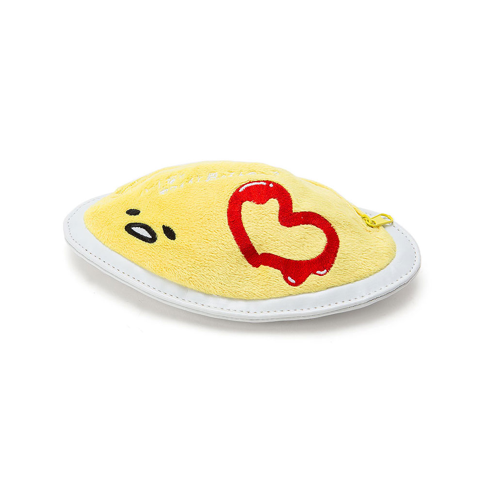 《Sanrio》蛋黃哥趣味文具系列PU皮革拼接絨毛筆袋(歐姆蛋)