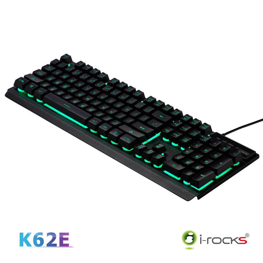 i-Rocks K62E多色彩金屬背光遊戲鍵盤黑色