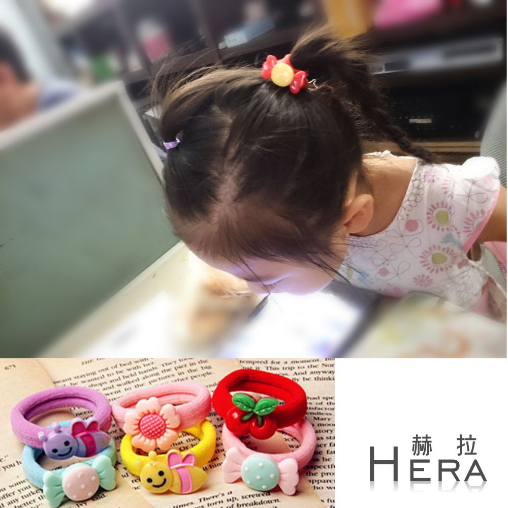 【Hera】赫拉 糖果色大彈力卡通兒童無接縫髮圈/髮束(三入組)-不挑色