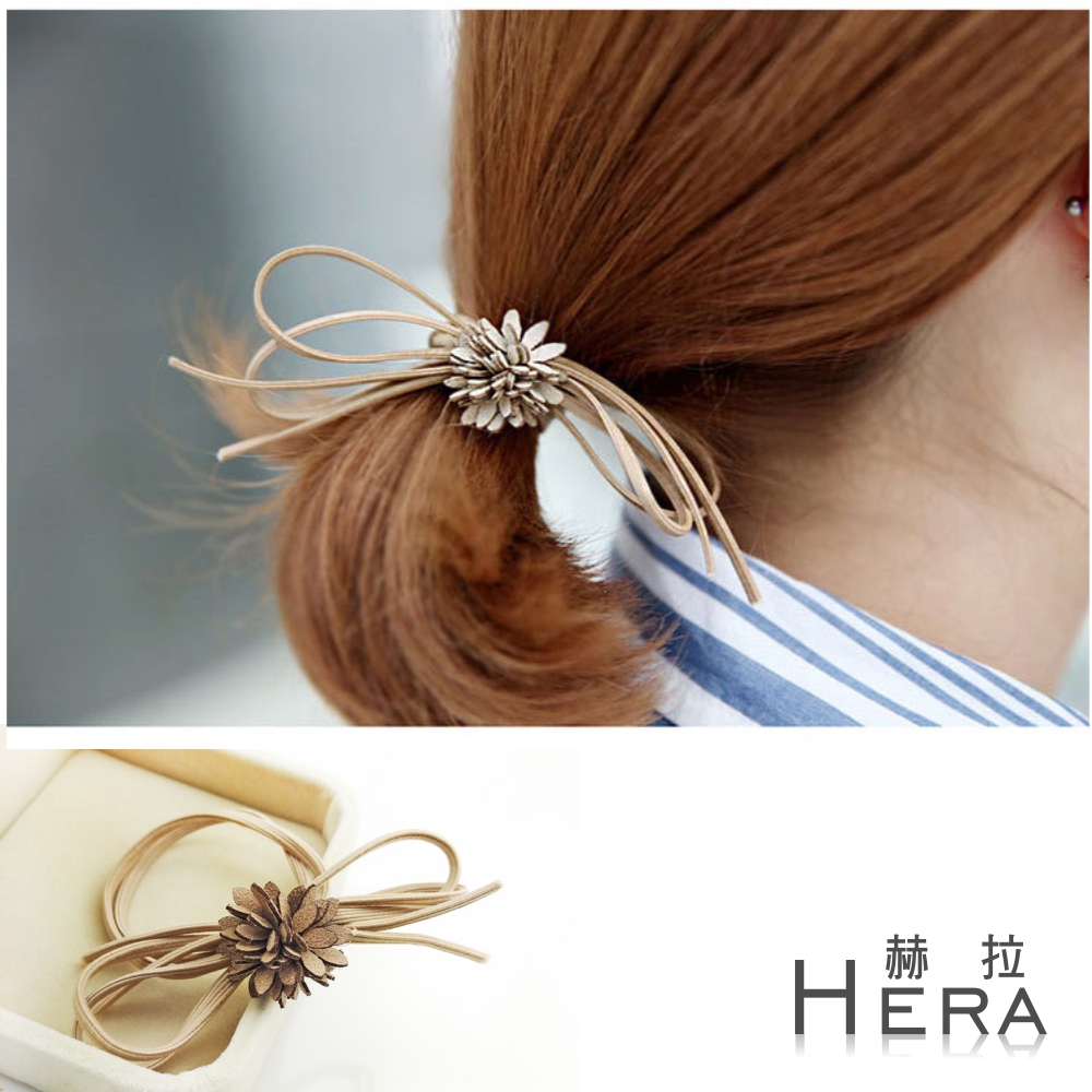 【Hera】赫拉 手工蝴蝶結雛菊二用手圈/髮圈/髮束(兩入組)黑色+杏色