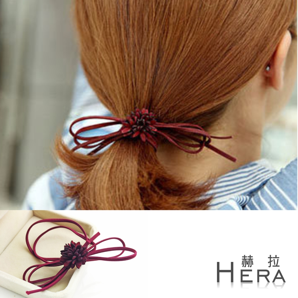 【Hera】赫拉 手工蝴蝶結雛菊二用手圈/髮圈/髮束(兩入組)黑色+紅色